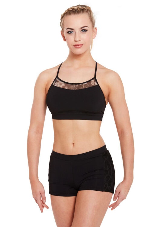 55677677 Printed Mesh Crop Top