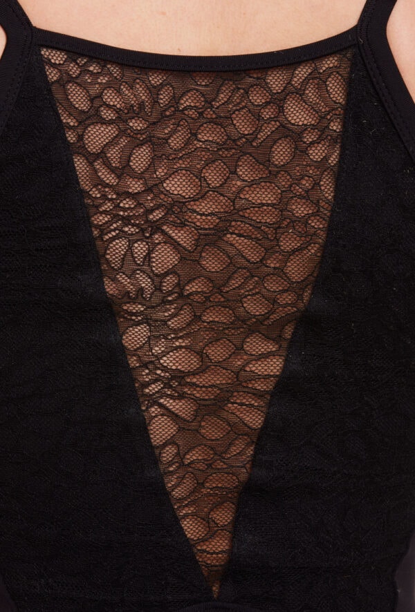 Textured Lace Back Camisole Leotard