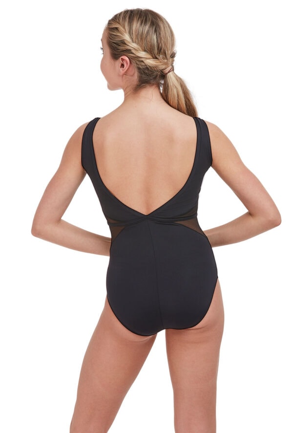 V-Neck Mesh Panel Leotard