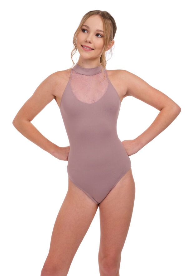 Greta - Halter Lace Yoke Leotard