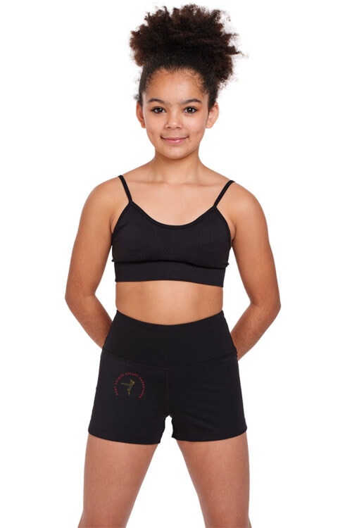 EPD-shorts High Waisted Dance Shorts with East Pointe Ballet Associates logo