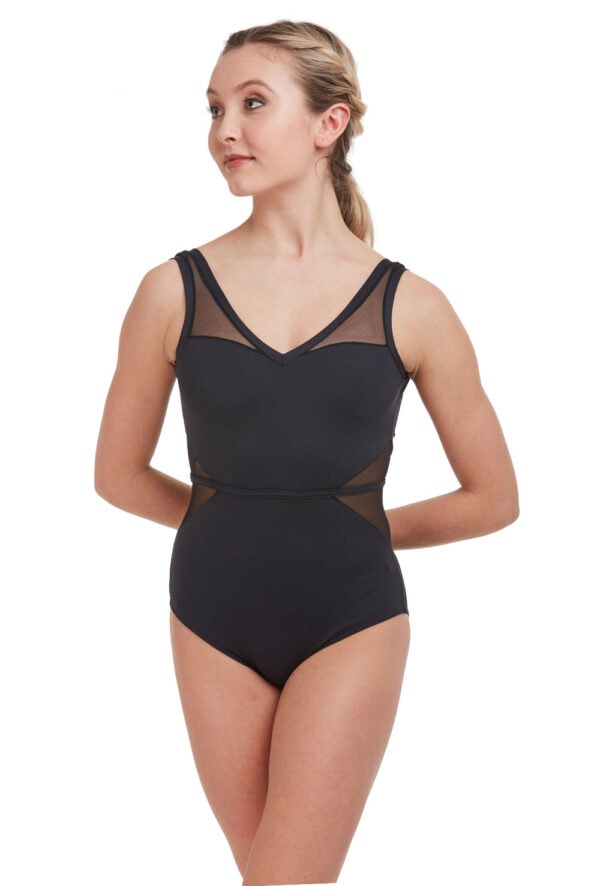 Intermezzo V-Neck Mesh Panel Leotard 31514
