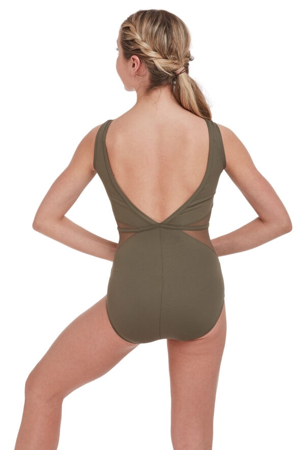V-Neck Mesh Panel Leotard