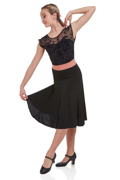 int-7988-blk-full Panelled Skirt
