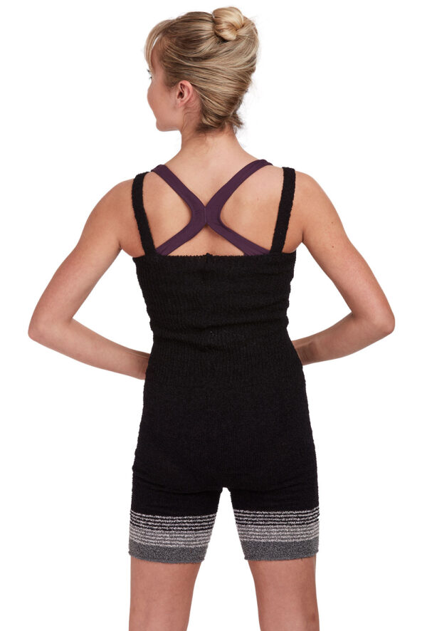 Bouclé Knit Short Romper with Stripes