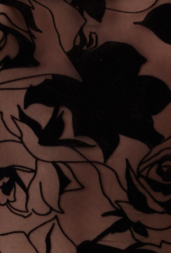 Laika - Rose Pattern Flocked Mesh Leotard