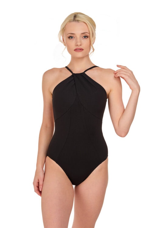 MB7229-front High Neck Low Scoop Camisole Leotard