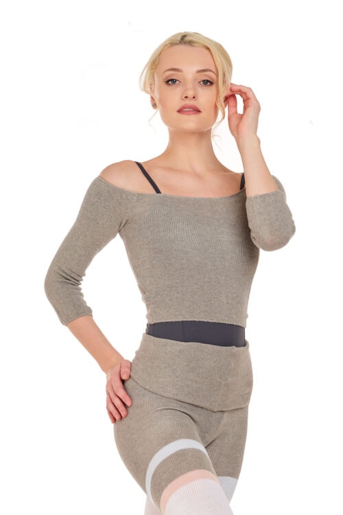 wool-top-grey Jerband - Off-The-Shoulder Knit Top