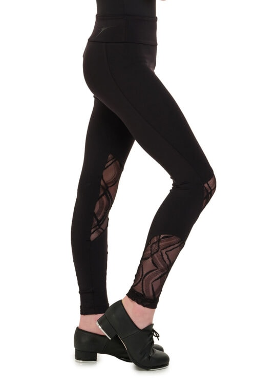 L-1887ME-side Girls Pattern Mesh Insert Legging