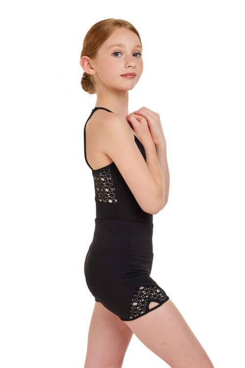 MC806C-side Girls Laser Cut Shorts