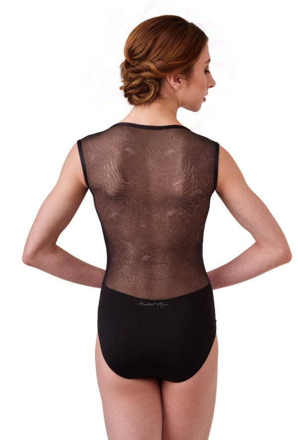 Rae - Rose and Angel Wings Print Zip Front Leotard