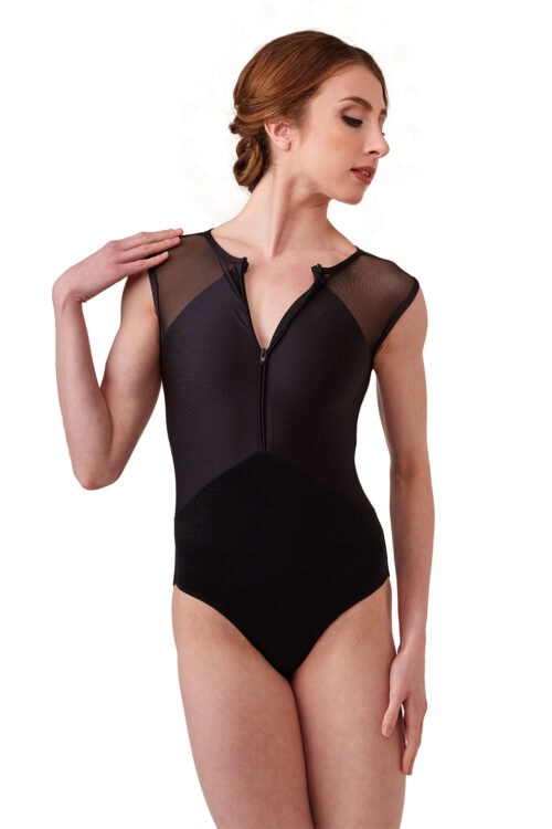 Rae Rae - Rose and Angel Wings Print Zip Front Leotard