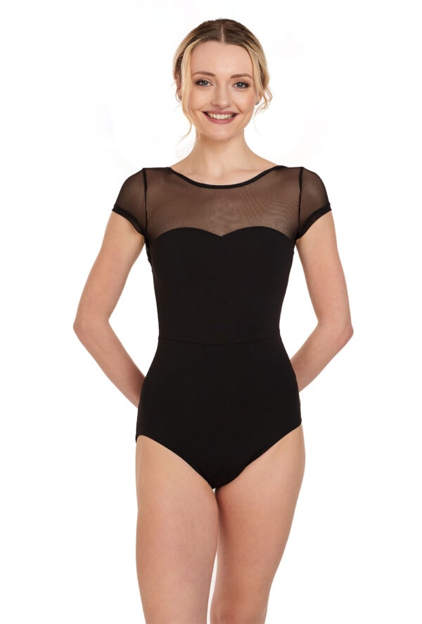 Sweetheart Cap Sleeve Mesh Leotard