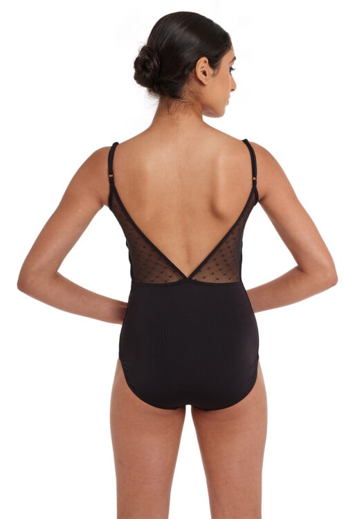 12000W-back Polka Dot Mesh Camisole Leotard
