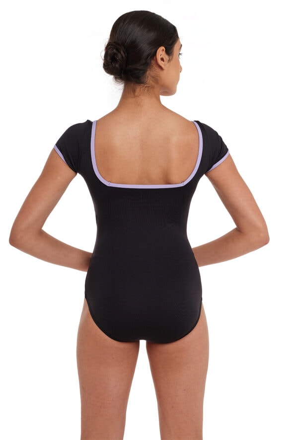 Cap Sleeve Leotard with Square Back and Contrast Trim