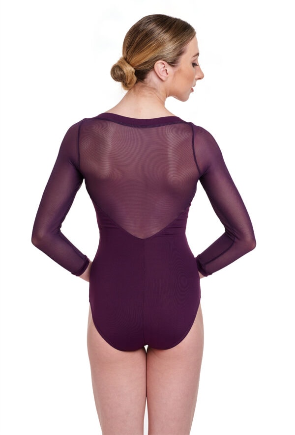 Sweetheart Leotard with Long Mesh Sleeves