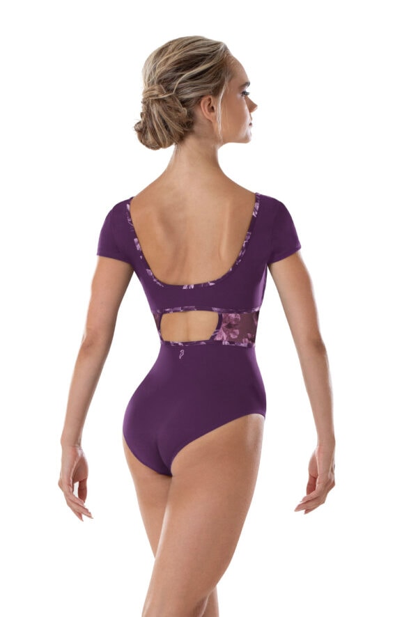 Mia Cap Sleeve Leotard with Ruched Mesh Bust