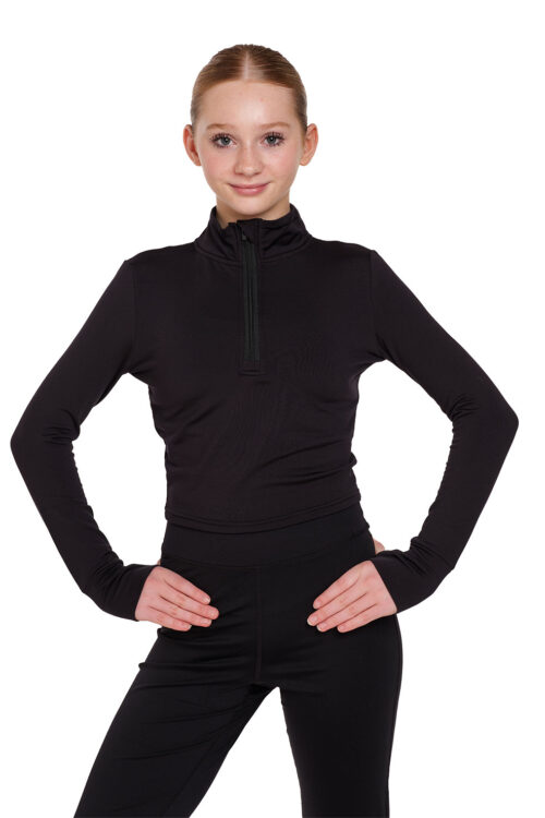 Silky-half-zip-jacket-adults-front Ladies Long Sleeve Zip Crop Top - Logo Service Available