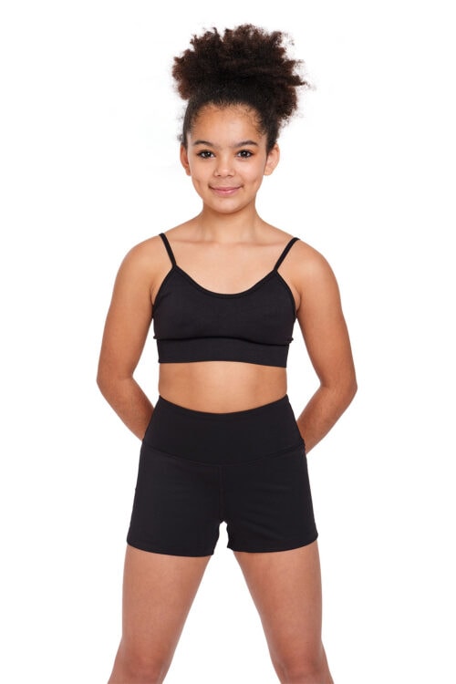 Silky-shorts-front-kids Kids High Waisted Dance Shorts